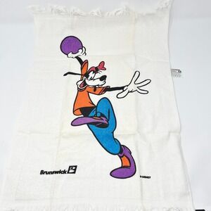 Vintage Disney Brunswick Goofy Bowling‎ Towel Cannon White Cotton Made in USA